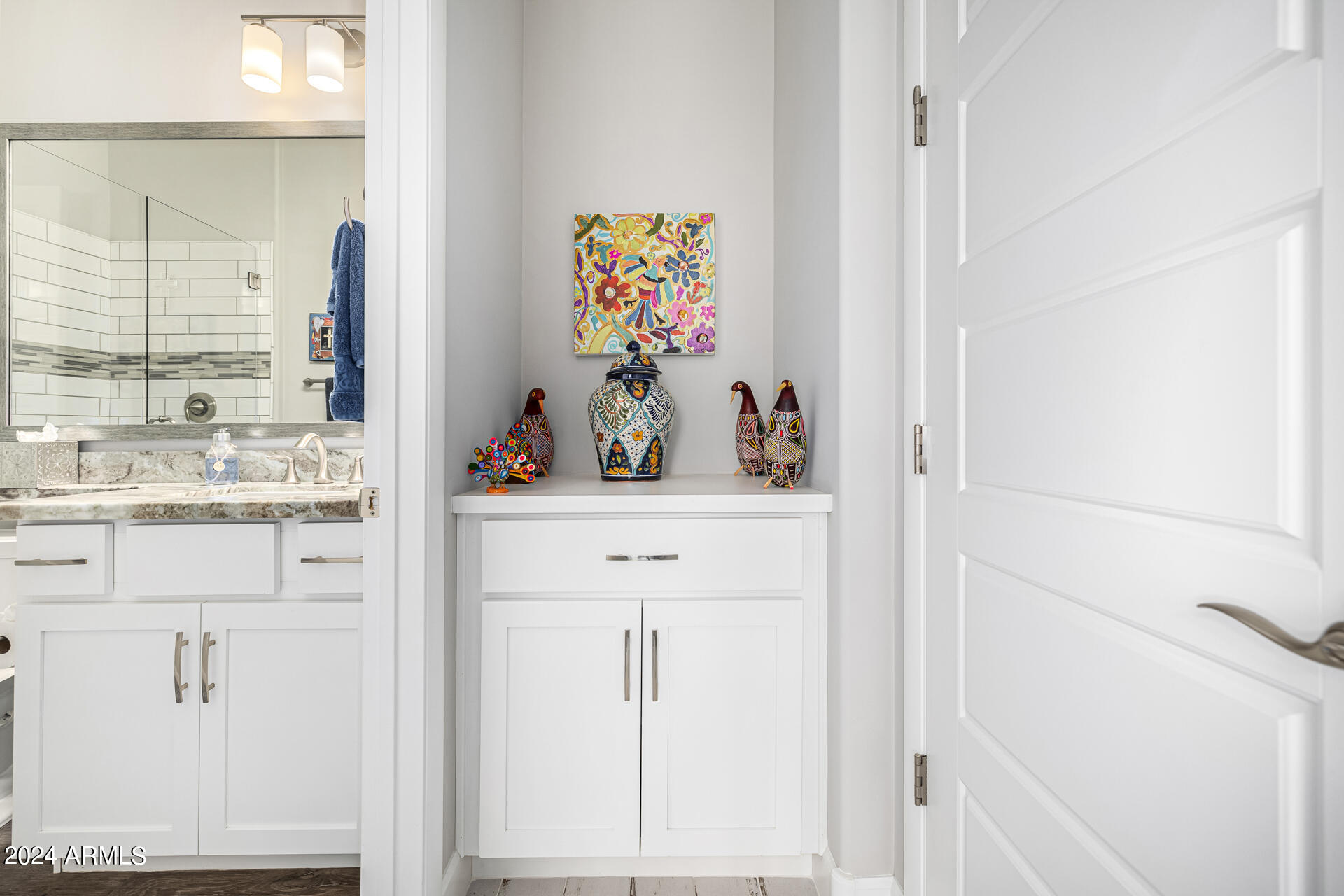 17810 East StockingTrail Rio Verde, AZ 85263 - Photo 24 of 61 a view of kitchen with wooden floor and white cabinets