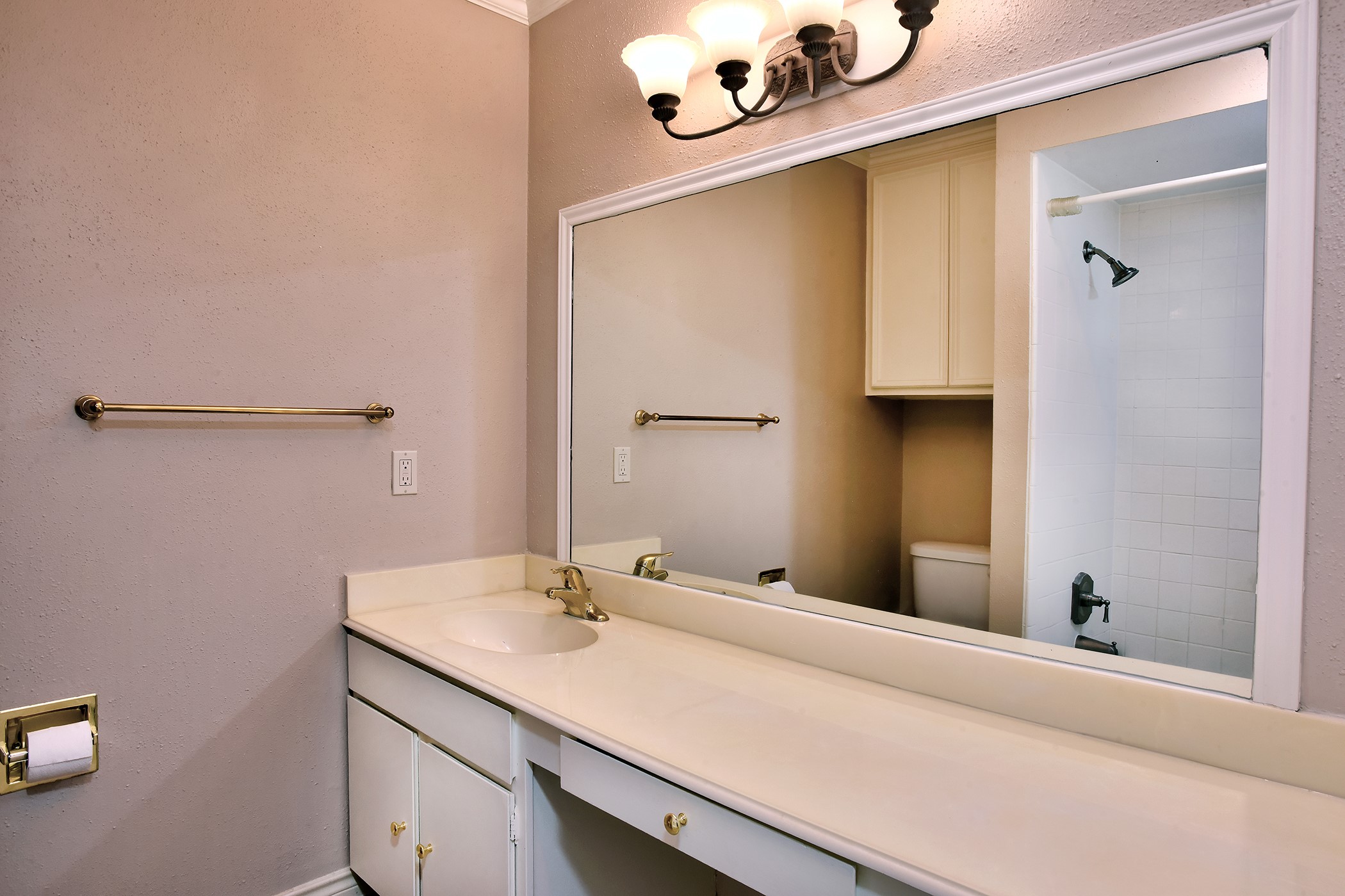 7441 Brompton Street Houston, TX 77025 - Photo 16 of 21 a bathroom with a sink and a mirror