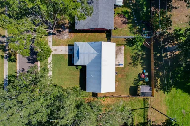 an aerial view of a house