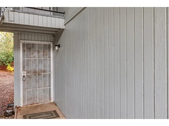 a view of wooden door