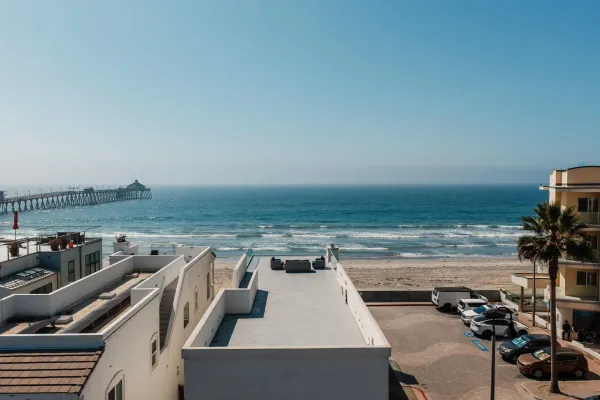 a front view of a building with street view