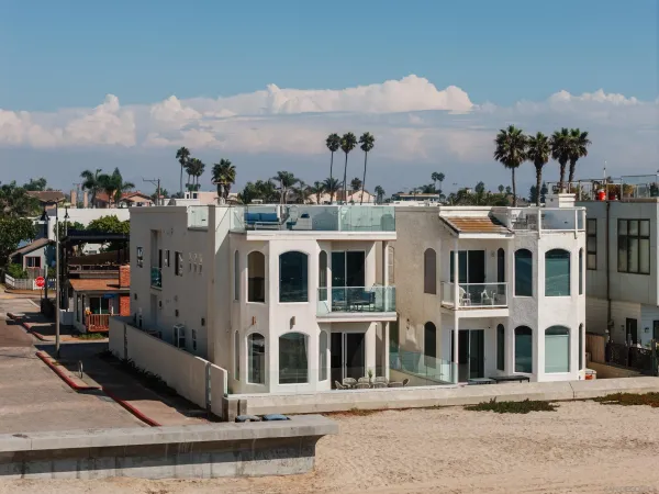a view of a buildings with a ocean view