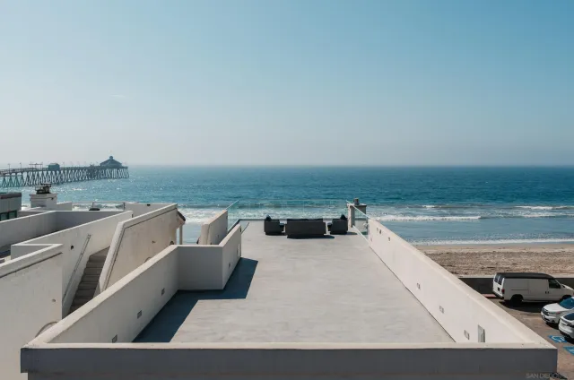 a view of a balcony with city view