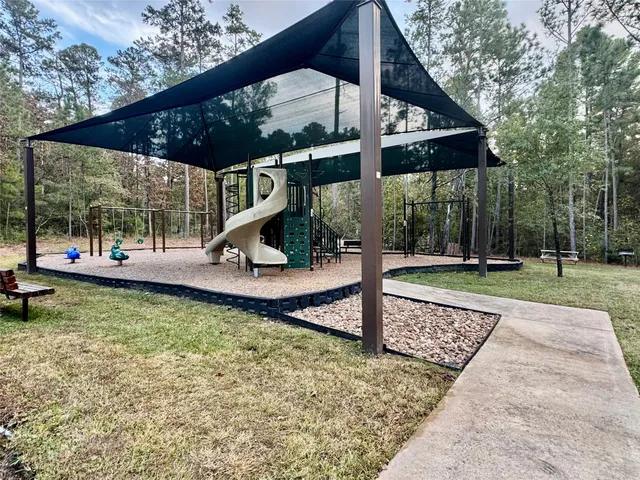 a view of a park with slide