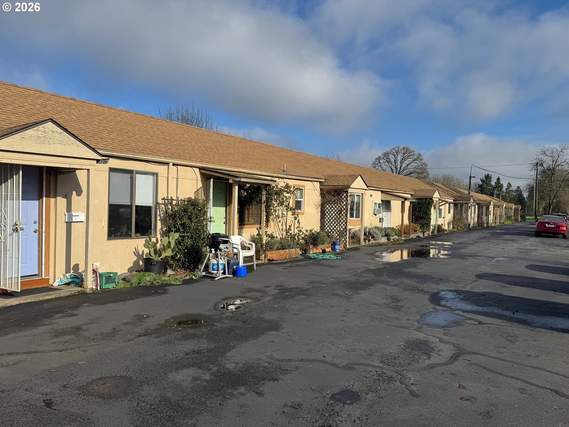 a view of a house with patio