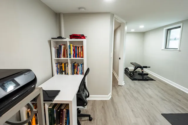 a view of a room with gym equipment