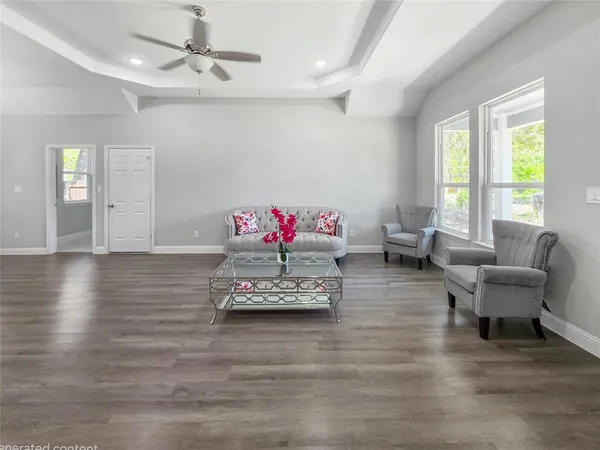 a living room with furniture and a couch