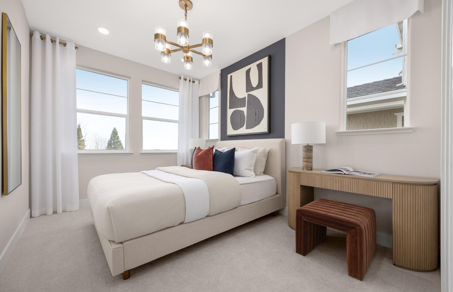 1382 Romey Drive Lincoln, CA 95648 - Photo 7 of 19 a spacious bedroom with a bed and a chandelier