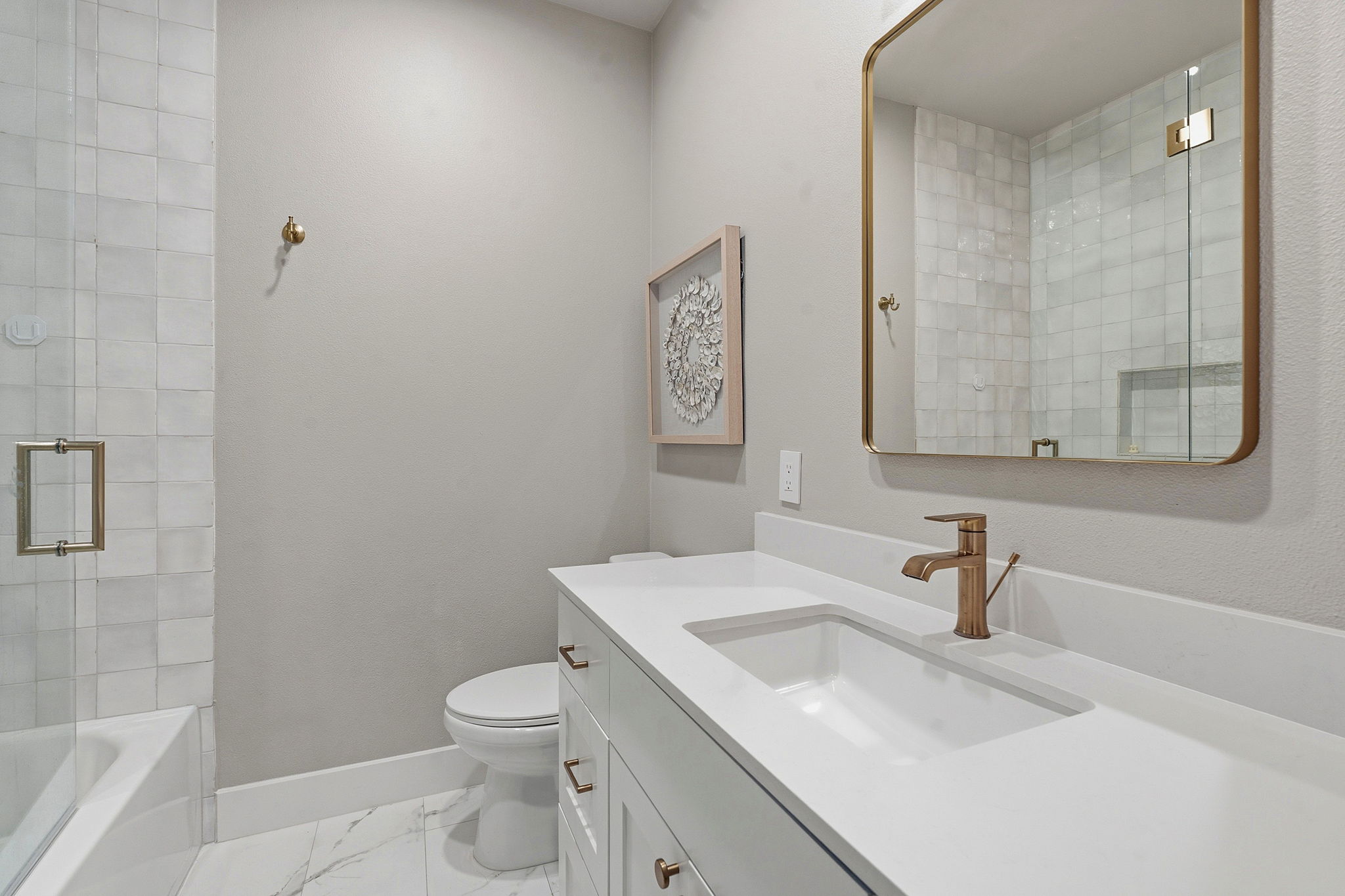 11501 Turtle Lane Austin, TX 78726 - Photo 24 of 37 a bathroom with a granite countertop sink a toilet and a mirror