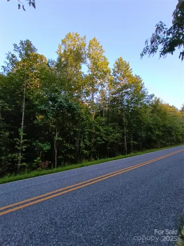 a view of a field with trees in background