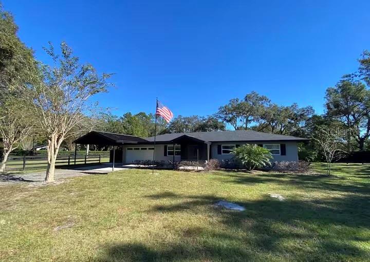 a view of a house with swimming pool and a yard