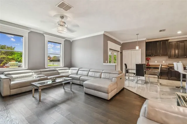 a living room with furniture