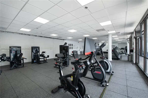 a view of a room with gym equipment