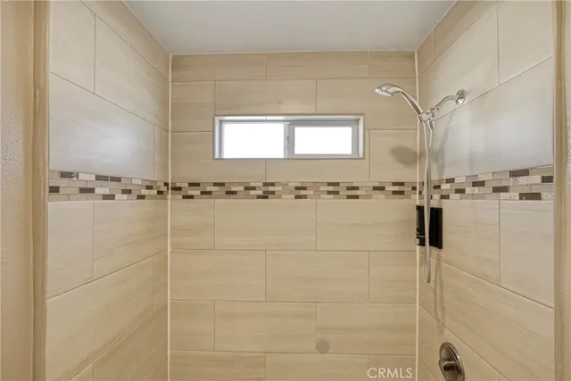 a view of a room with windows