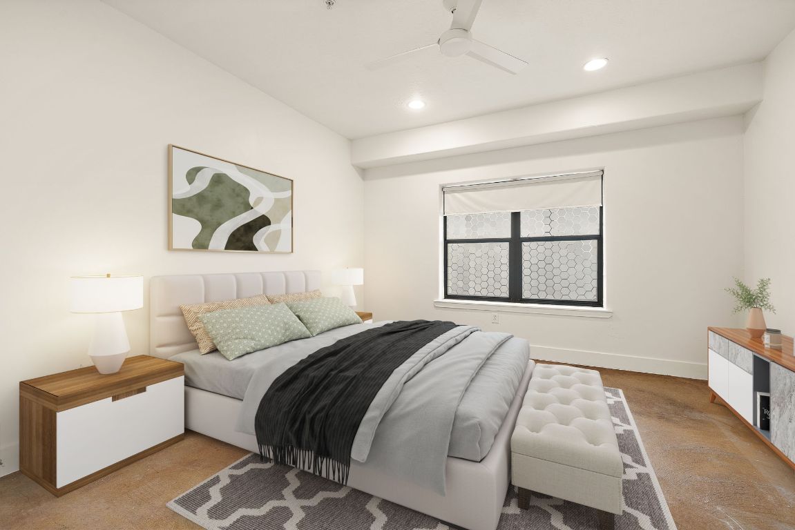 1807 Poquito Street, Unit 41 Austin, TX 78702 - Photo 18 of 23 a bedroom with a bed and a painting on the wall