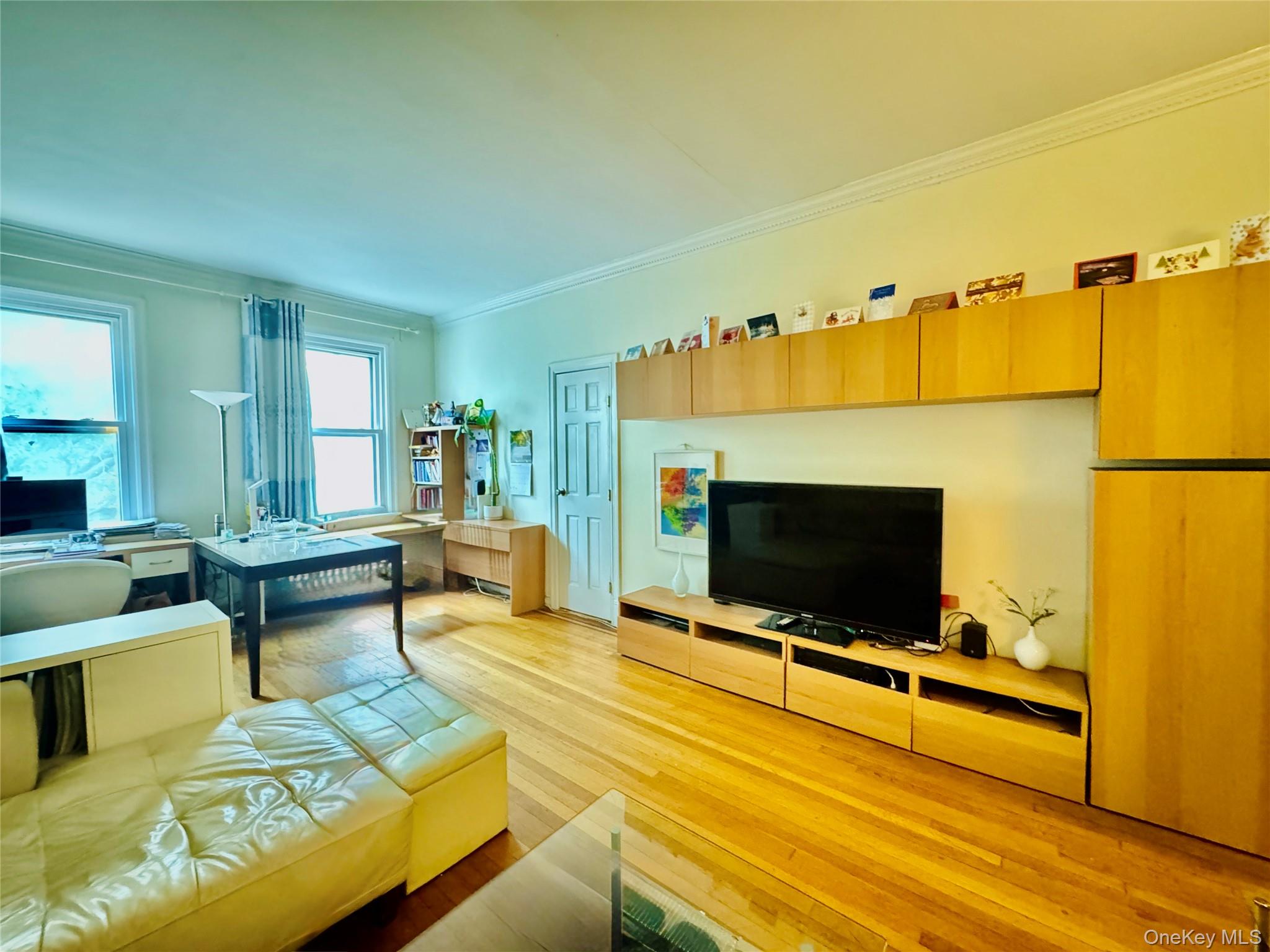 117-14 Union Turnpike, Unit AC3 Queens, NY 11415 - Photo 5 of 14 a living room with furniture and a flat screen tv