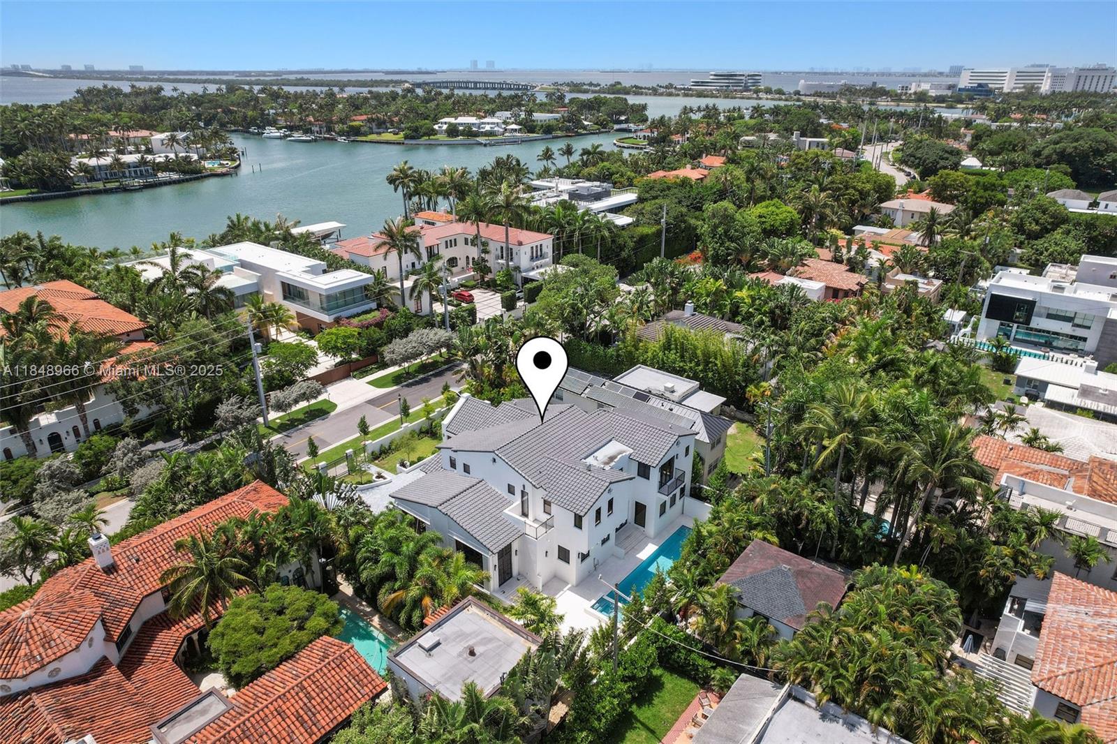 2321 North Bay Road Miami Beach, FL 33140 - Photo 72 of 77 an aerial view of a house with a lake view