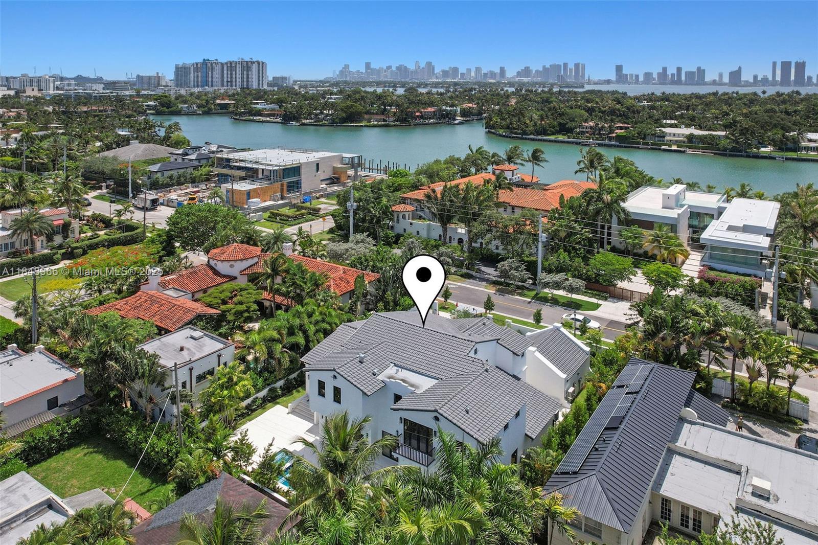 2321 North Bay Road Miami Beach, FL 33140 - Photo 73 of 77 an aerial view of a house with outdoor space and lake view