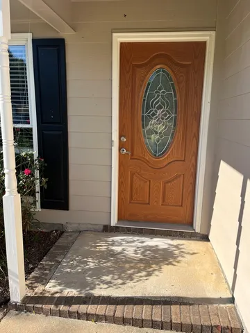 a view of a entryway door of the house