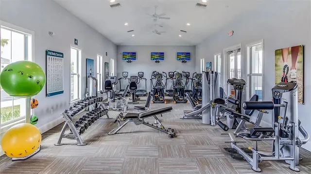 a view of a room with gym equipment