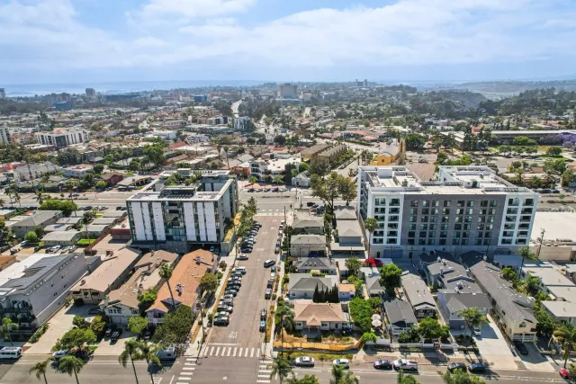 an aerial view of a city