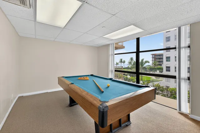 a room with pool table