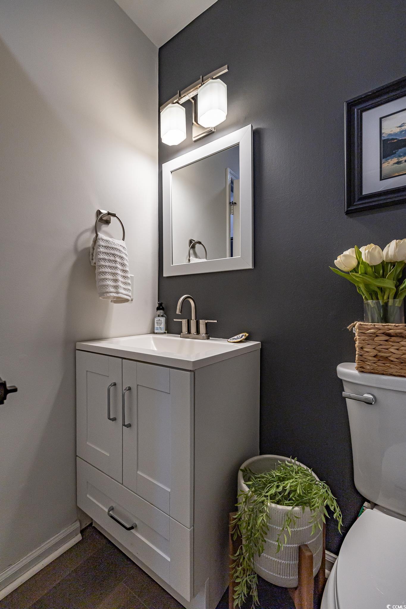 5137 Highway 17 Business, Unit 3A Murrells Inlet, SC 29576 - Photo 22 of 31 Bathroom featuring vanity and dark wood finished floors