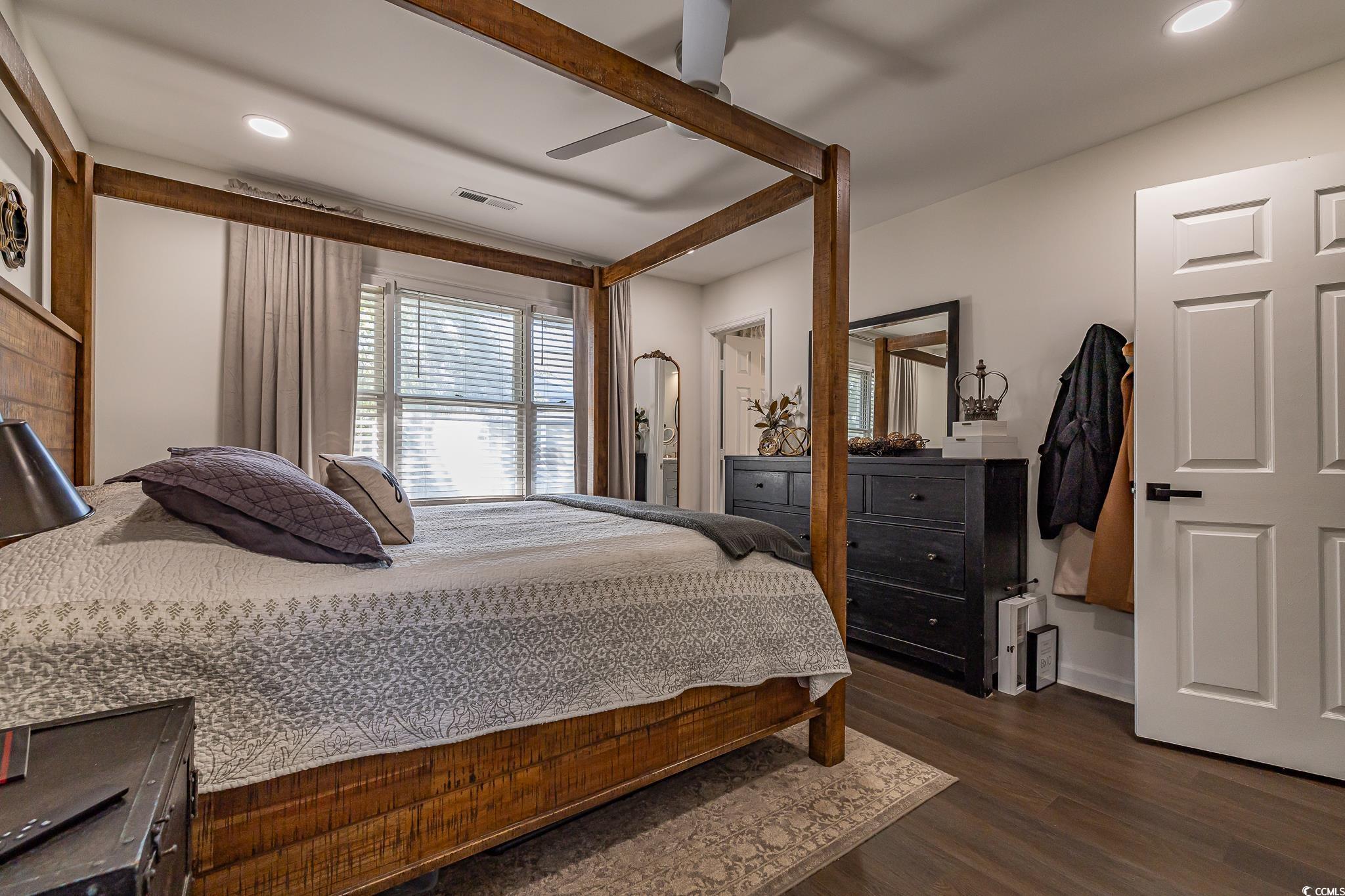 5137 Highway 17 Business, Unit 3A Murrells Inlet, SC 29576 - Photo 23 of 31 Bedroom with dark wood-style flooring, recessed lighting, and ceiling fan
