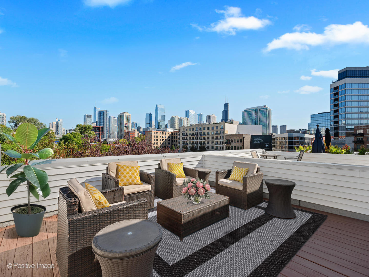 855 West Erie Street, Unit 107 Chicago, IL 60642 - Photo 18 of 21 a view of a roof deck with couches and potted plants