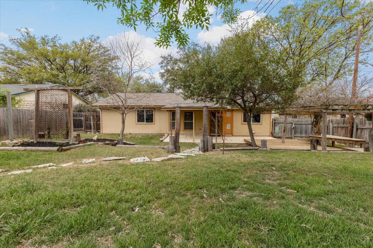 511 Suzzane Road Pflugerville, TX 78660 - Photo 27 of 35 Back of house with a fenced backyard and covered porch