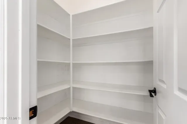 a view of walk in closet with empty racks