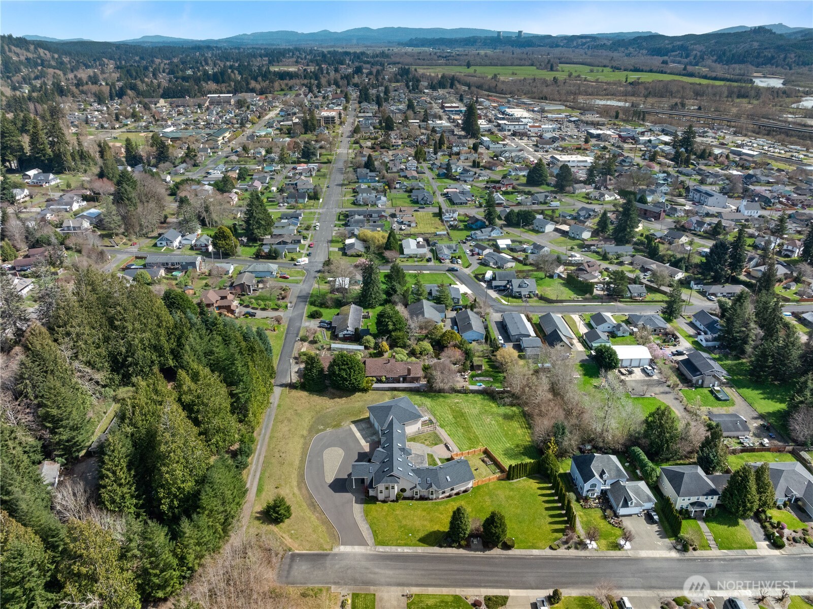 100 9th Street South Montesano, WA 98563 - Photo 39 of 40 an aerial view of residential houses with outdoor space and trees