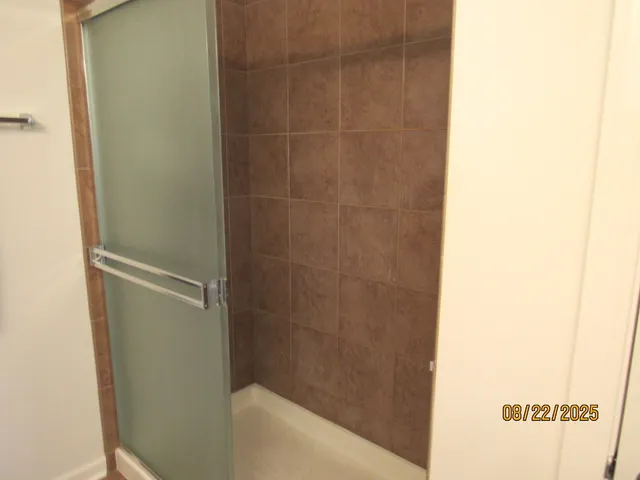 a bathroom with a bathtub