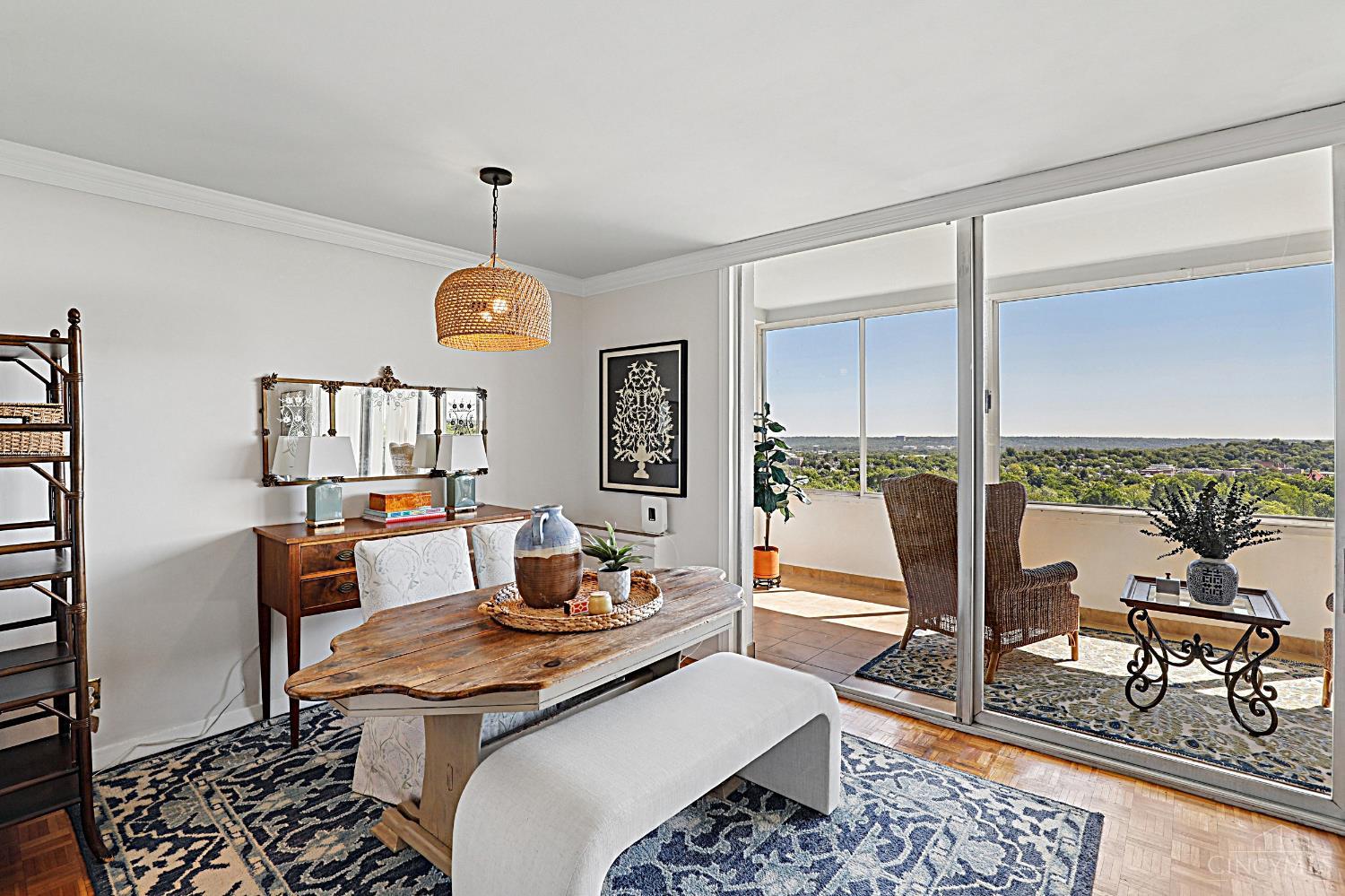 2324 Madison Road, Unit 1705 Cincinnati, OH 45208 - Photo 17 of 28 The Dining room sits adjacent to the living room and shares walkout to the stunning balcony capturing these amazing views from up high...