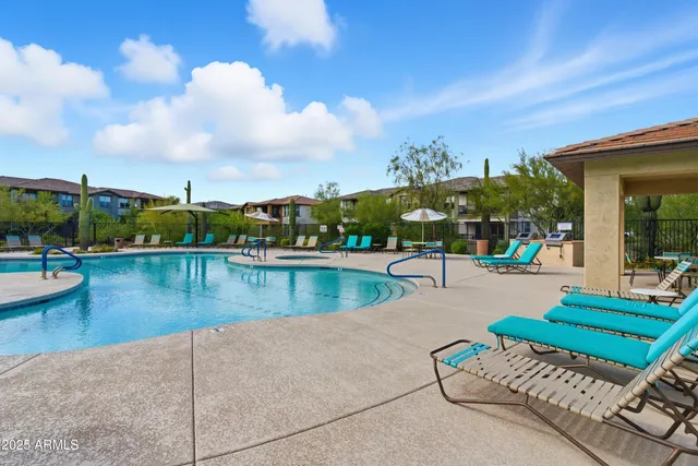 a view of a lake with a terrace