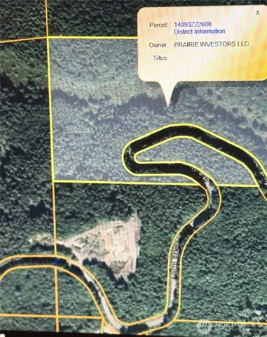 a view of a dry yard with trees in the background