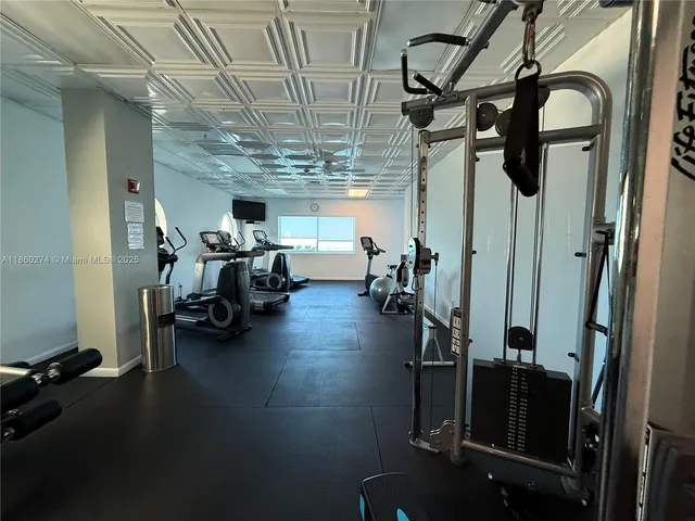 a room with gym equipment