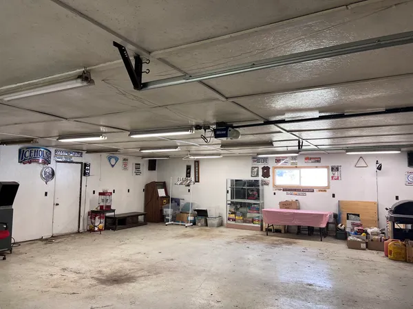 a view of a car in garage