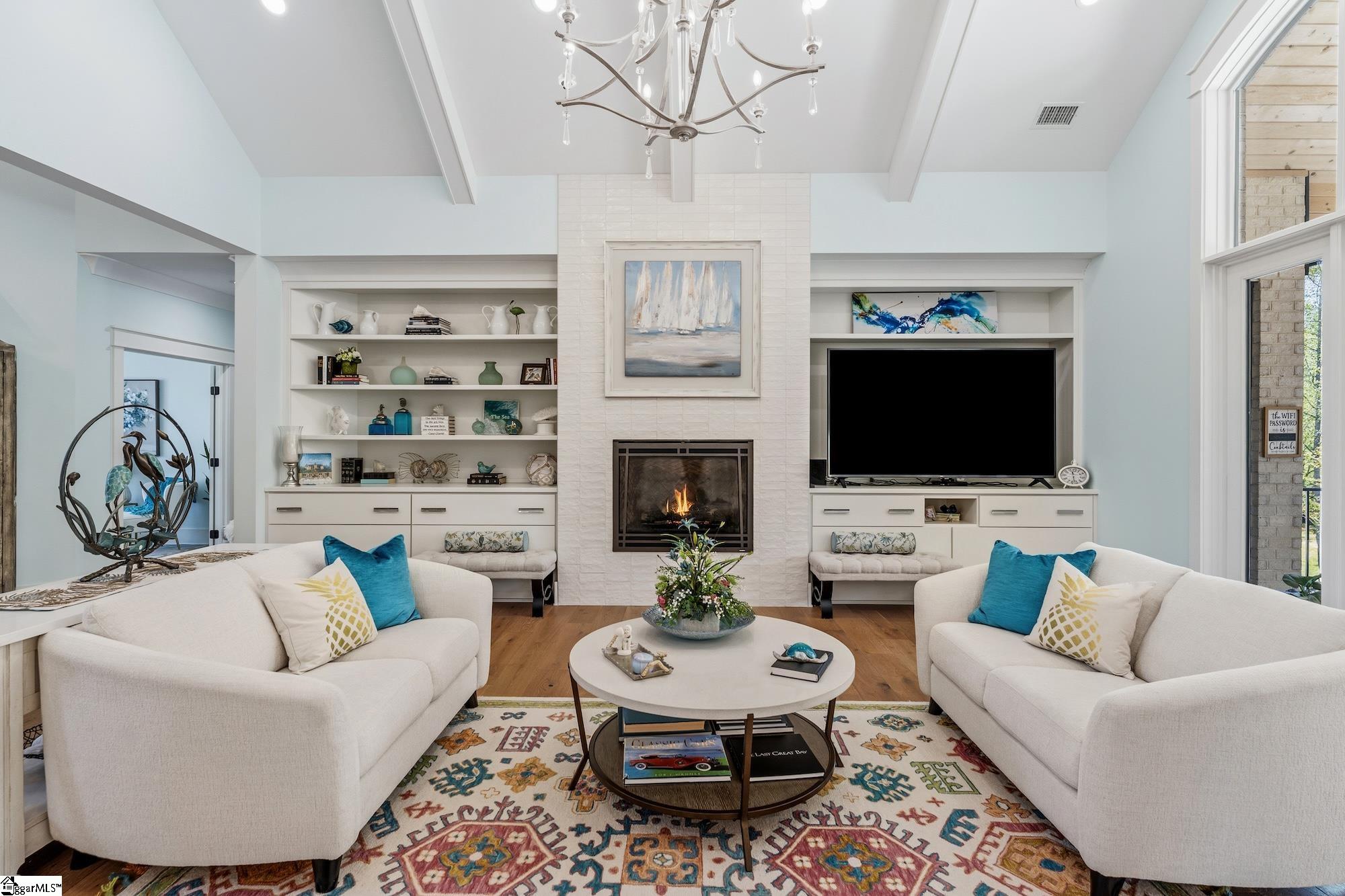 158 Tully Drive Anderson, SC 29621 - Photo 6 of 49 The fireplace surround is a showpiece with the gorgeous pearlescent tile surround.