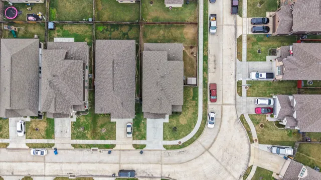 an aerial view of multiple house
