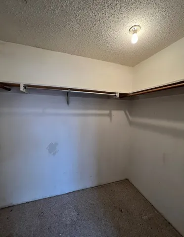 an empty room with a workbench