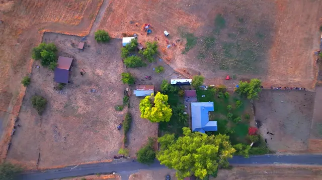 a front view of a house with a yard and garden