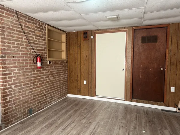 a view of a wooden door