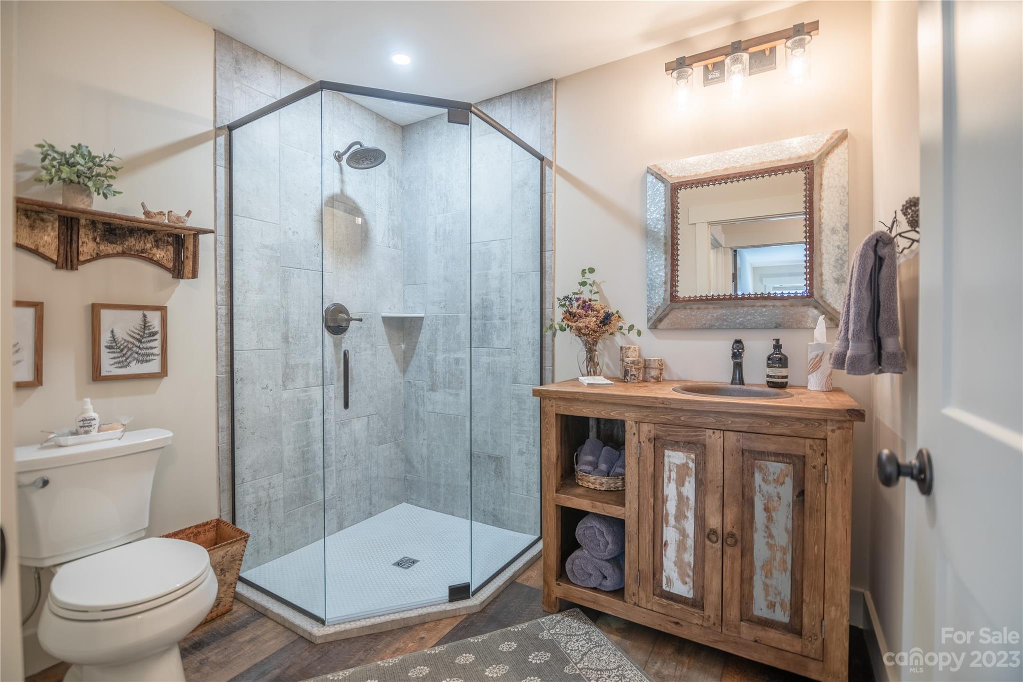 853 Cardinal Road Brevard, NC 28712 - Photo 13 of 28 a bathroom with a sink a toilet and shower