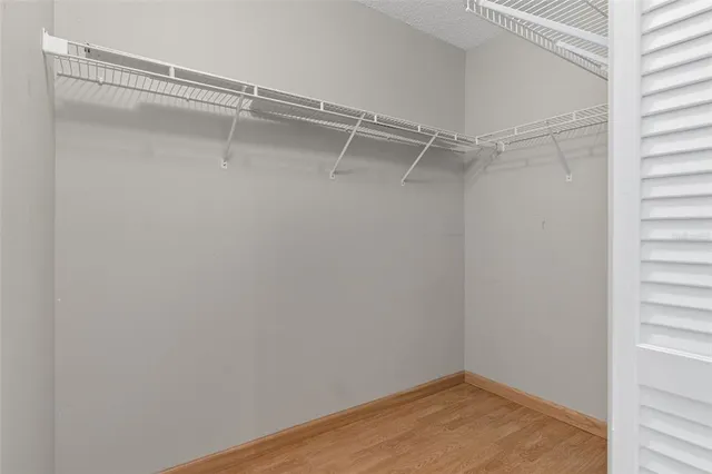 a view of an empty walk in closet