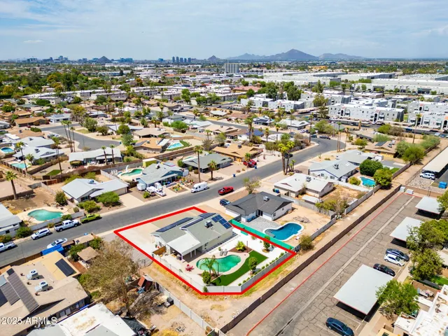 an aerial view of multiple house