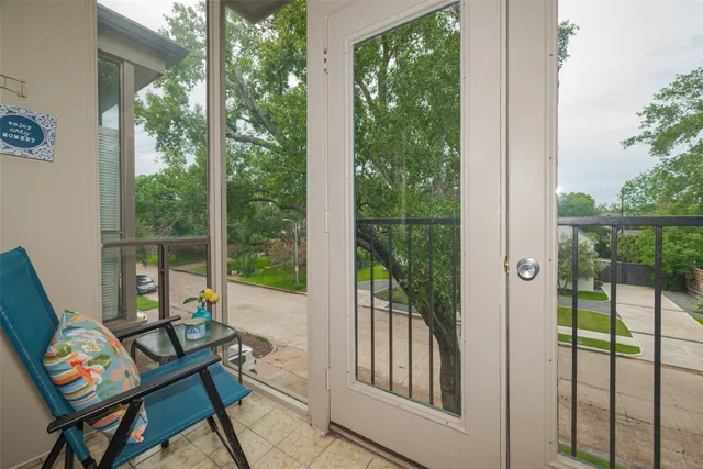 a building outdoor space with seating space