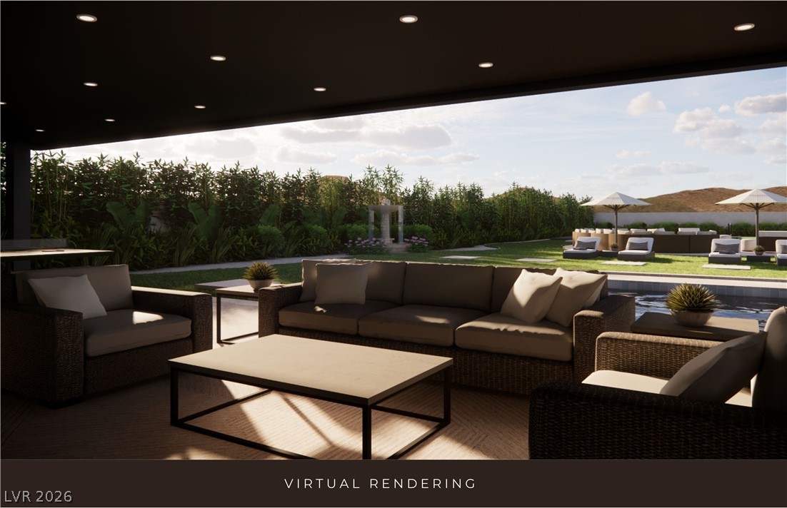153 Montevallo Bnd Street Henderson, NV 89015 - Photo 5 of 65 View of patio featuring an outdoor lounge area