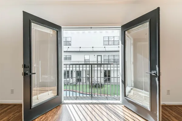 a view of a large window with an outdoor view