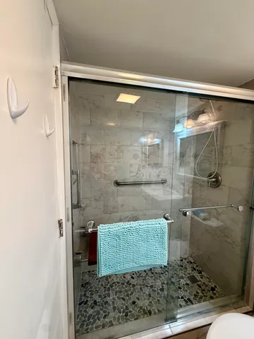 a bathroom with a shower